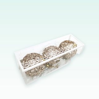 Topa dekorativë glitter 8cm 3 copë (shampanjë)