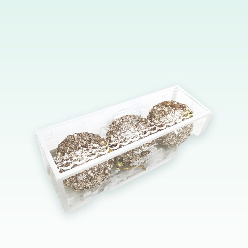 Topa dekorativë glitter 8cm 3 copë (shampanjë)